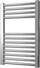 Chrome Straight Heated Towel Rail 400mm Wide x 600mm high Flat Central Heating 