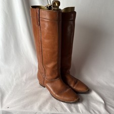 Vtg 60s 70s Boho Campus Boots Stack Heel Boot Brown Cowboy Cowgirl 7 1/2 B 7.5