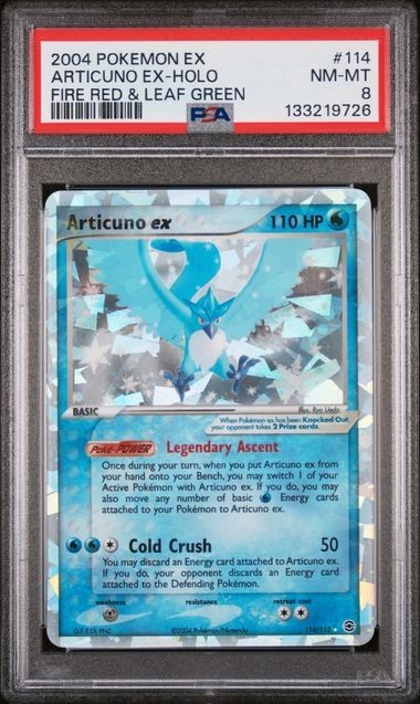 13XX Cert - PSA 8 - 2004 POKEMON EX FIRE RED & LEAF GREEN 114 ARTICUNO EX-HOLO