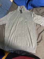 Tommy Hilfiger Men's Gray Knit 1/4 Zip Mock Neck Pullover Sweater Size M