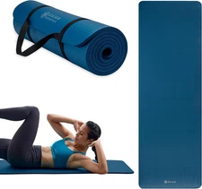 Essentials 2/5" Thick (10Mm) Yoga & Pilates, Fitness & Exercise Mat with Easy-Ci