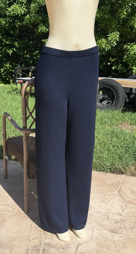 ST JOHN LEGACY BLUE SANTANA KNIT HIGH WAIST PANTS Sz 10 - Picture 2 of 12