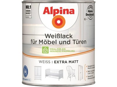 Weißlack für Möbel und Türen Extra Matt, 3 Liter, Farbe Weiß, Hochdeckend