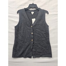 A New Day Womens Charcoal Gray Button Front Knit Sweater Vest XXL 018135712