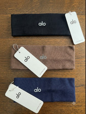 AI0 Yoga Headband 3 Pack Black Brown Navy Stretch Hair Bands Sport Gym Workout