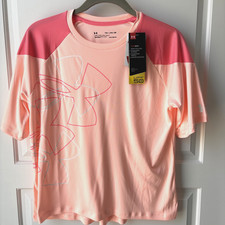 NWT Under Armour Girls Heat Gear Tee Activewear Shirt - UPF50 Size YXL - Logo