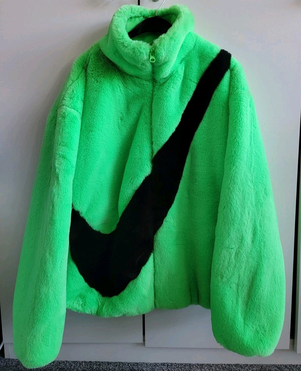 nike green faux fur jacket