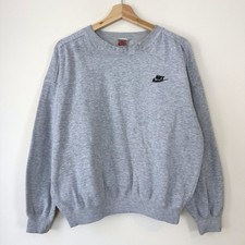 Vintage 80's Nike Swoosh Logo Grey Sweatshirt - Small
