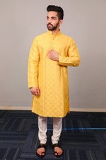 Indian Men  s Ethnic Kurta Pajama Set Wedding Wear Pakistani Sherwani Style Party