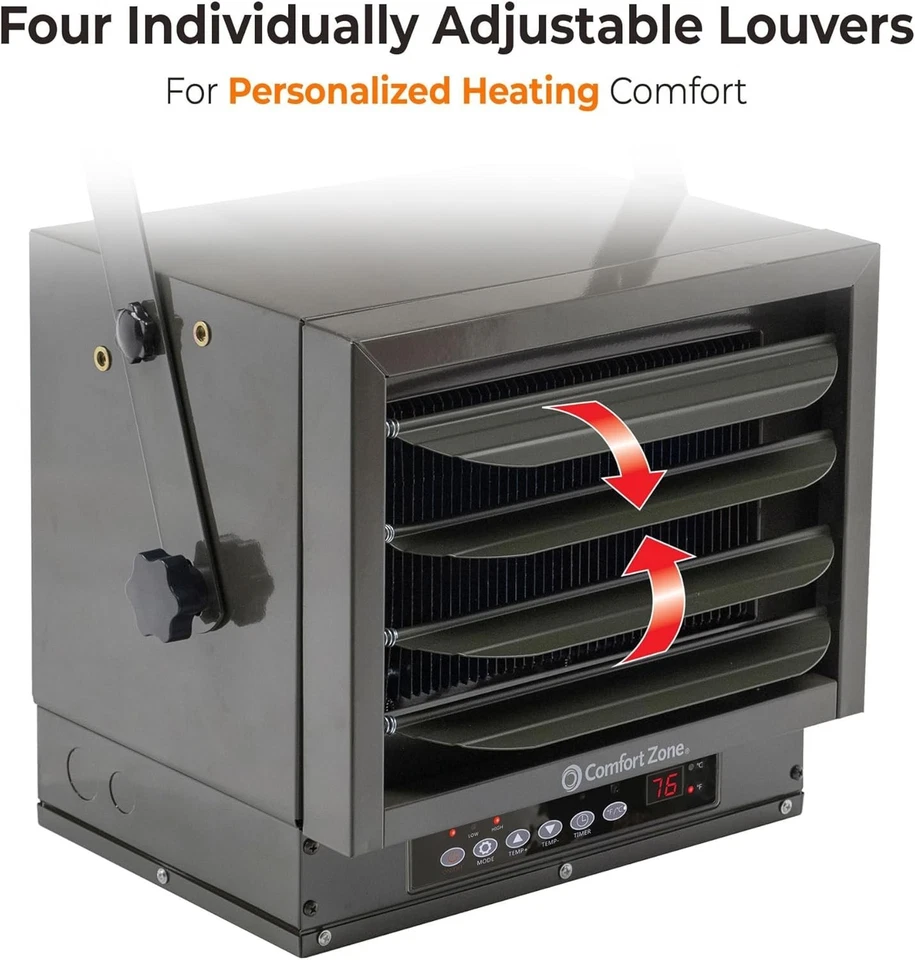 Termostato remoto temporizador 6000 vatios calentador de espacio de garaje montaje en techo Comfort Zone Foto 2 de 4