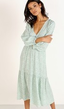 Faithfull the Brand Les Fleur Midi Dress Kaia Seafoam Floral Size 2