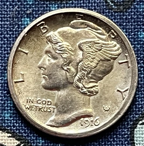 1916-S Mercury Dime 90% Silver Coin BU San Francisco Mint Free Shipping