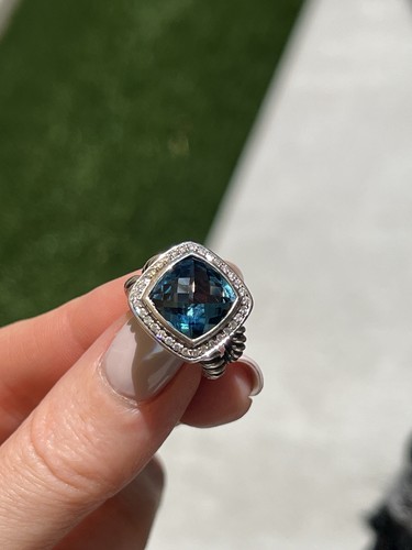 David Yurman Albion Blue Topaz 7Carat, Pavé diamonds, Sterling Silver, Pre-owned - 第 1/16 張圖片