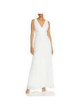 AQUA FORMAL Womens Ivory V-back Sleeveless V Neck Maxi Cocktail Gown Dress 4