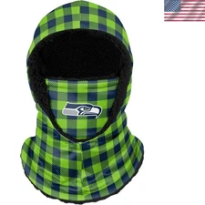 NFL Team Logo Plaid Hooded Gaiter Balaclava Face Cover
