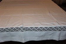 Überschlaglaken weiß mit 6 cm Spitzeneinsatz 1,95 x 1,45 m  Leinen Laken HB257