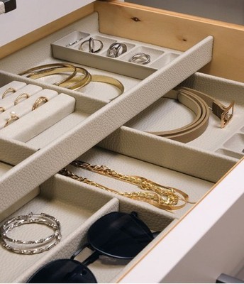TAG Hardware Contour Modular Drawer Organization System | Faux Leather Trim-to-F