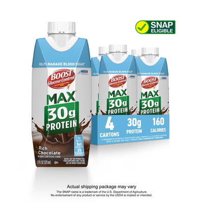 BOOST Glucose Control Max 30g High in Protein Nutritional Drink Shakes, Rich Cho