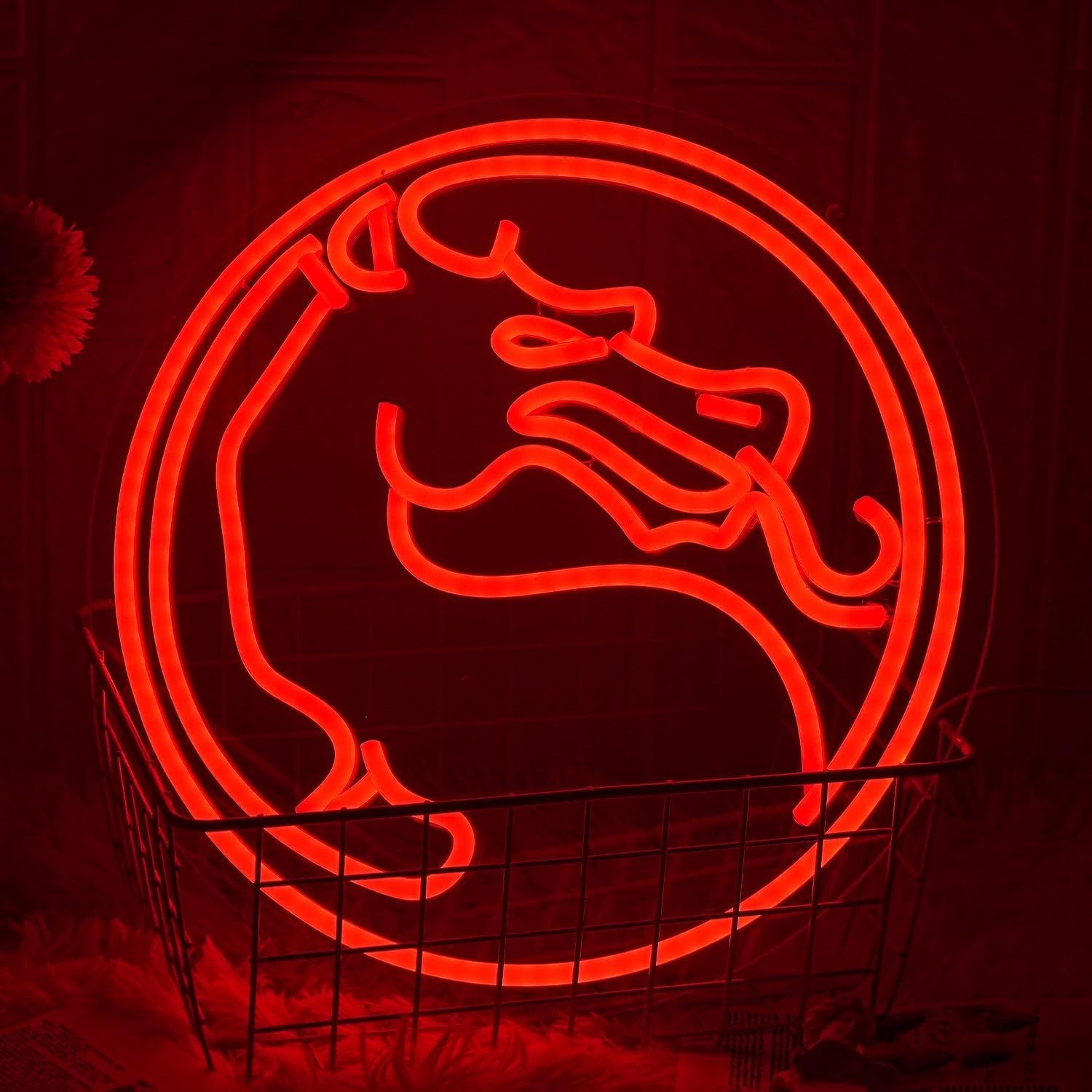 Red Dragon Neon Sign LED Wall Light Dimmable Gamer Decor for Man Cave Game Room