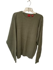 Arrow Mens Size Large Sweater Pull over Long Sleeve Diamon Olive Grean Crew Neck