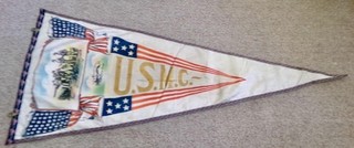 Vintage USMC Embroidered Linen Greetings From Vera Cruz Pennant Ca. 1915
