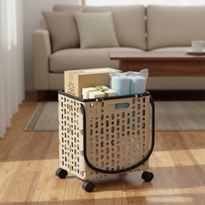 Large Laundry Basket Trolley Cart Storage Hamper Sorter Basket w/ Wheels &Handle