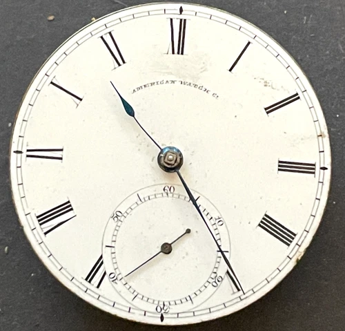 Antique 1866 Waltham WM Ellery 1857 Pocket Watch Movement Parts/Repair 18s 11j