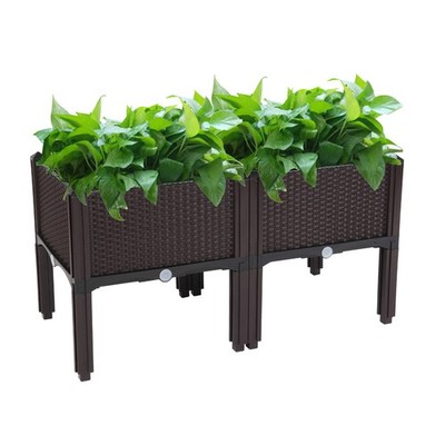 2 Pcs Outdoor Garden Planting Vegetable Plant Flower Herb Bed Box US