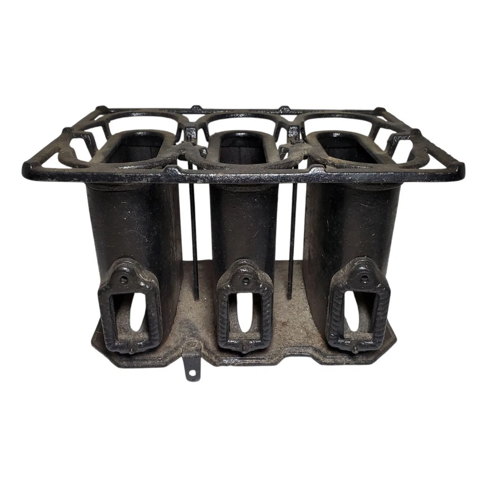 Antigua estufa calefactora de hierro triste de triple quemador de 10" Foto 2 de 4