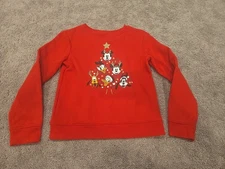 Kids Girls Disney Jumping Beans Red Sweatshirt Mickey & Co Christmas Tree Size 8