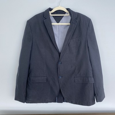 VTG Biaggini Mens Navy Sport Coat Blazer Jacket 56 100% Cotton Albania XXL