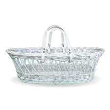 Clair de Lune Cotton Dream White Wicker Moses Basket Baby Bassinet 68 x 30 cm