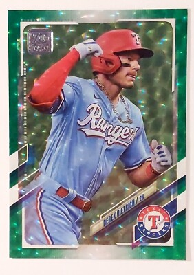 2021 Topps Derek Dietrich /499 Green Floil Parallel #452 Rangers