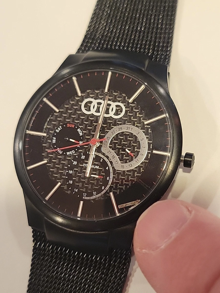 Audi Motorsport Racing Carbon Fiber Titanium Case Sport Car Watch AS IS READ