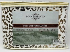 Pointehaven Soft Cotton Flannel Deep Pocket Queen Sheet Set Leopard Animal Print