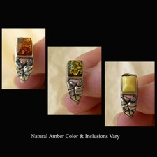 BALTIC BUTTERSCOTCH MULTICOLOR HONEY AMBER STERLING SILVER HANDMADE RING
