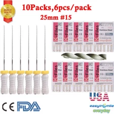 0Pks Dental Hand K Files Endodontic K files #15 Stainless Root Canal Files 25MM