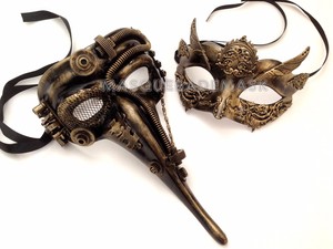 Metallic Nose Couple Masquerade Ball Mask Pair Steampunk Military Prom Party Ebay