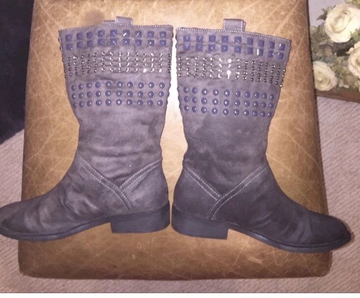 Botas Púrpura Botines Tachonados Talla 6 Rock Punk Metal Moda Y2K Kathy Van Zeeland Foto 4 de 4