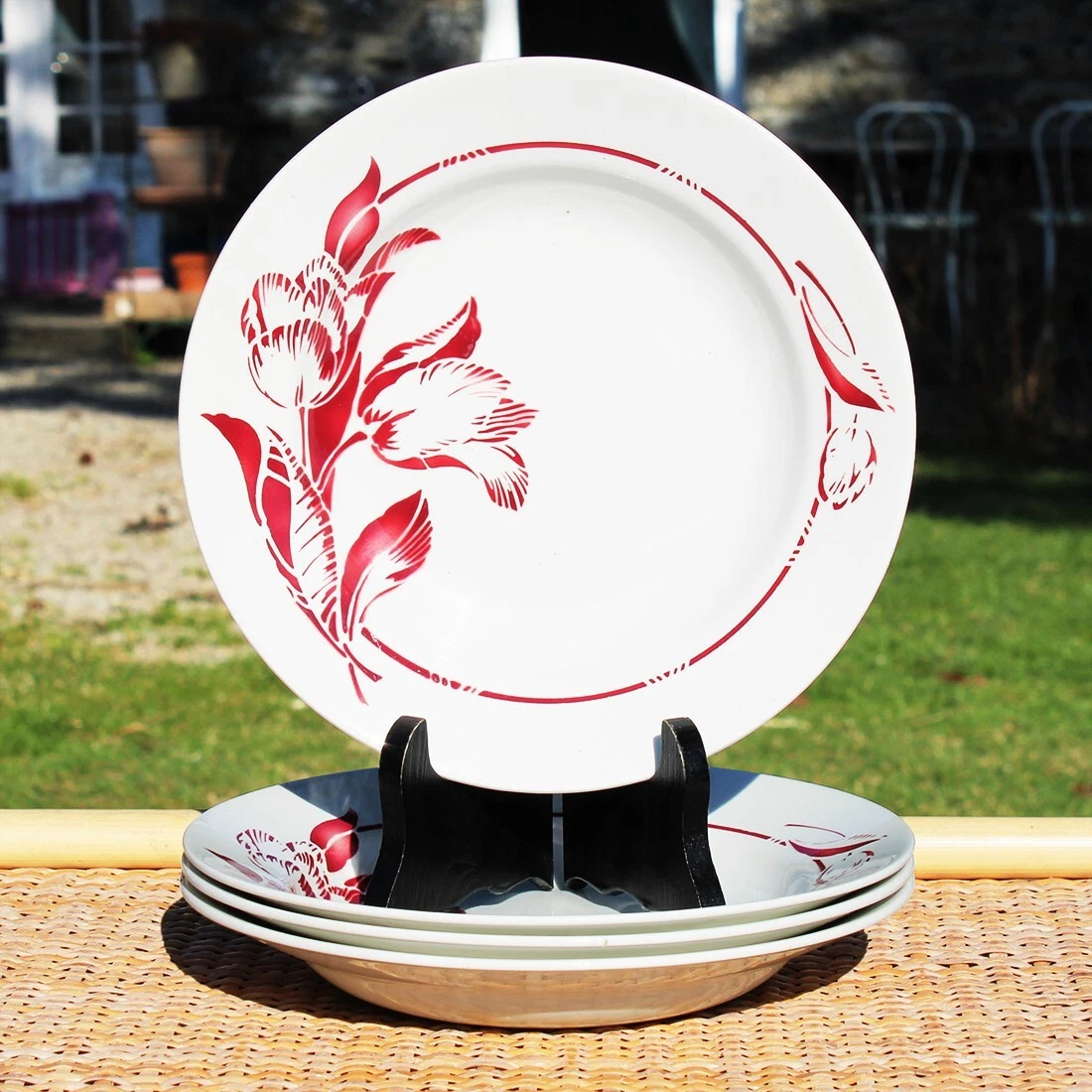 vancasso 12 pièces en porcelaine bleue et blanche avec assiettes plates