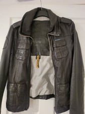 Superdry Leather Jacket Coat Soft Comfortable Ware Small/medium Unisex Approx 12