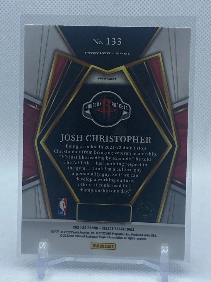 2021-22 Panini Select #133 Josh Christopher Houston Rockets Premier Tri-Color - Image 2 of 2