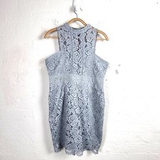 New BOOHOO Womens Pencil Dress Size 12 Grey Lace Sleeveless Round Neck