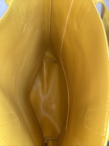 Yellow Tote Bag, Large, Saks Fifth Avenue, Top Stitched Detail, Excellent - Picture 5 of 5