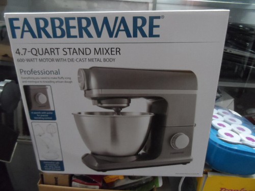 farberware 6 speed 4.7 quart gun metal professional stand mixer