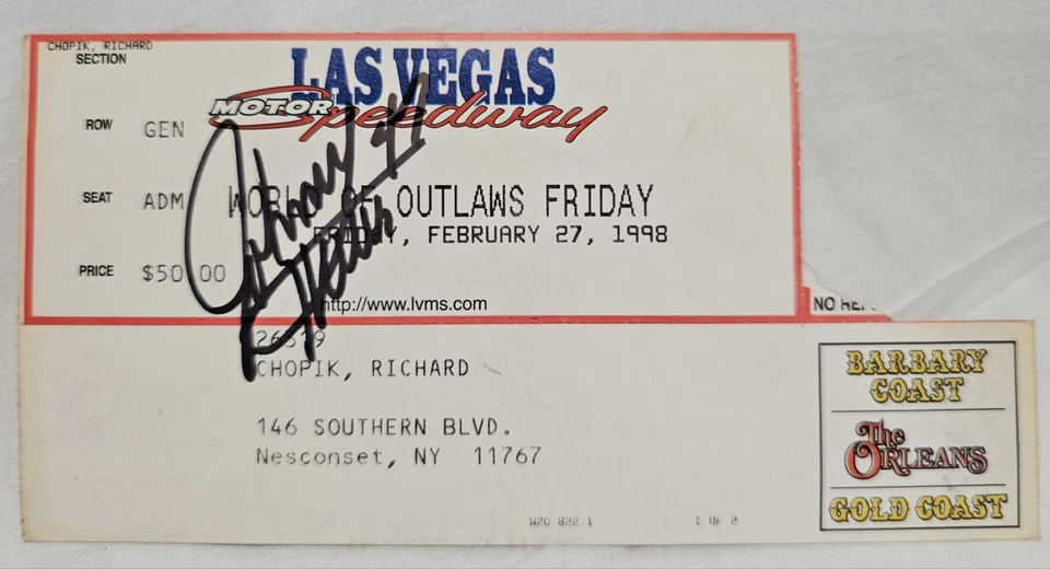 Boleto autógrafo de carreras de autos sprint Johnny Herrera 47 1998 World of Outlaws  Foto 2 de 4