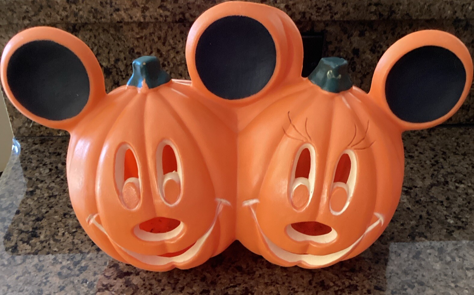 Mickey & Minnie Mouse Halloween Blow Mold Plastic Jack O Lantern Pumpkin Light