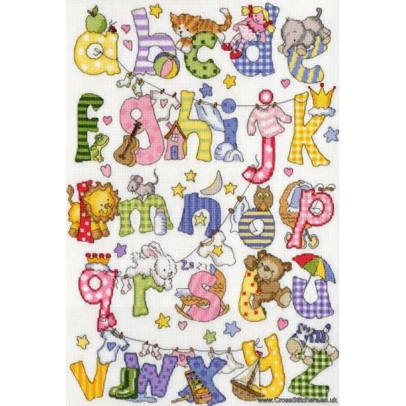 My First Alphabet - Counted Cross Stitch Sampler Kit From Bothy Threads
