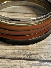 Set of 5 Bangles Mixed Metals Enamel Bracelet