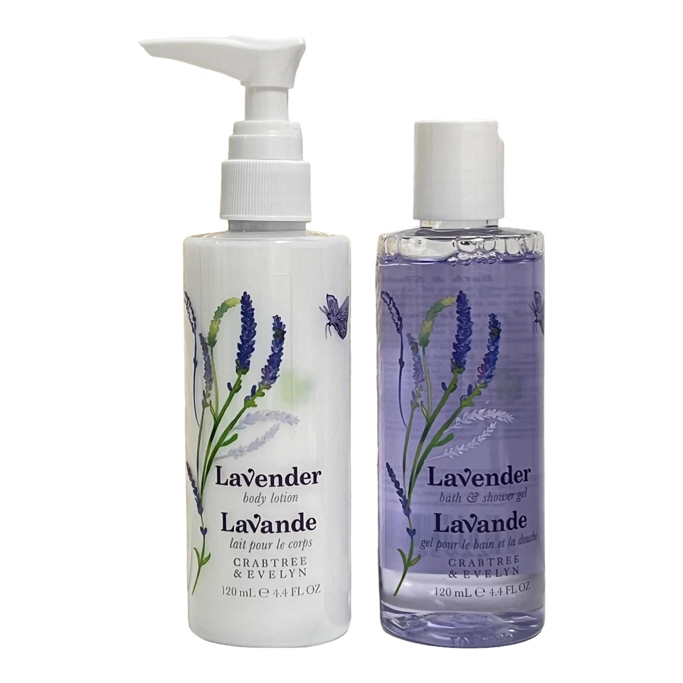 Crabtree & Evelyn Lavanda 3 peças Conjunto Lavagem Corporal e Loção Corporal com Bomba + Loofa NOVO - Imagem 4 de 4